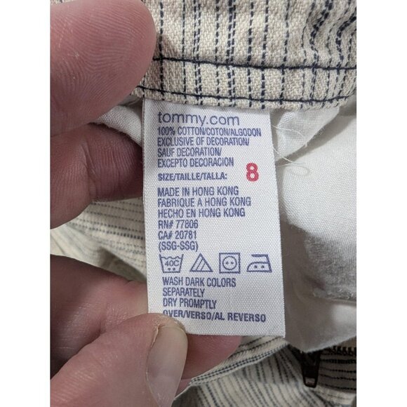 Tommy Hilfiger Pants Womens 8 Beige Stripe Gaucho Fit Capri Cropped Casual - Picture 13 of 13